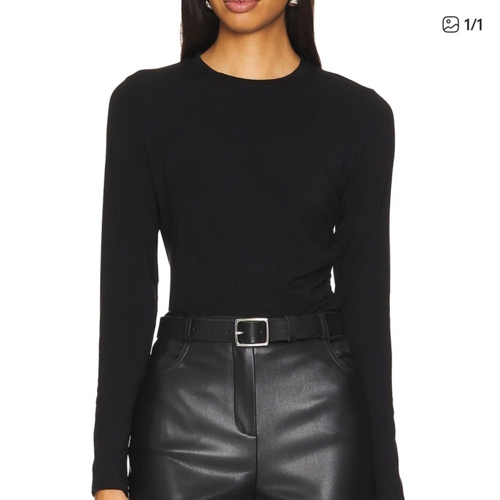 155. Vince Black Long Sleeve Stretch Knit Top — Size XXS
